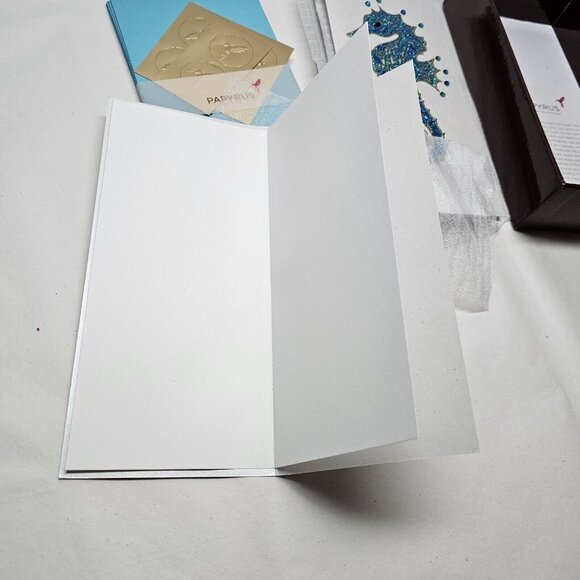 6 Papyrus Glitter Sea Horse Blank Greeting Note Cards, Envelopes, & Seals - Picture 3 of 6
